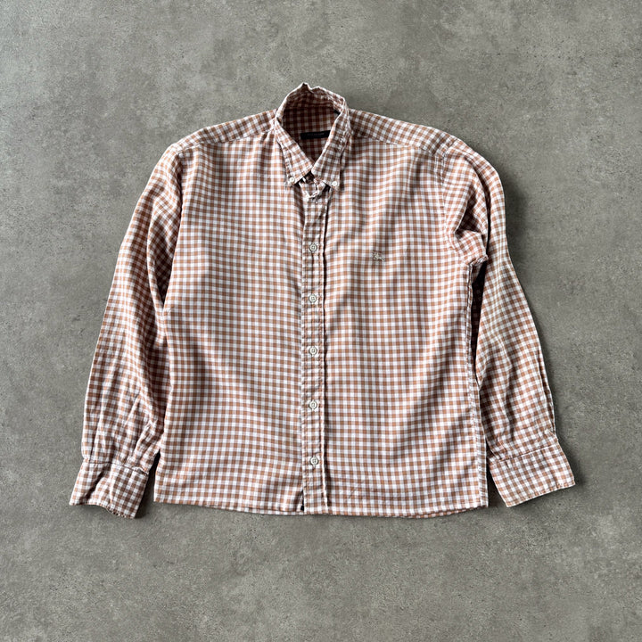 Burberry Shirt Burnt Orange & White Men's S