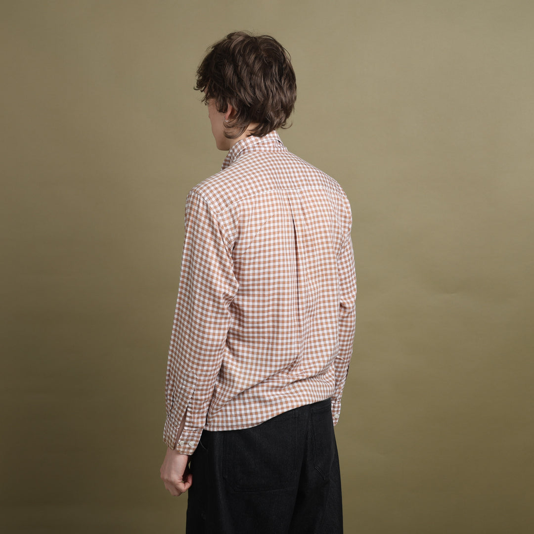 Burberry Shirt Burnt Orange & White Men's S