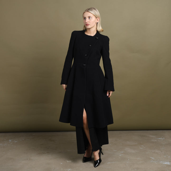 Emporio Armani Collarless Overcoat Black Women's UK 8