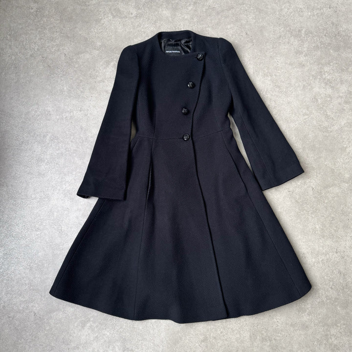 Emporio Armani Collarless Overcoat Black Women's UK 8