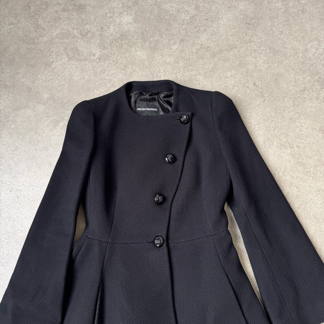 Emporio Armani Collarless Overcoat Black Women's UK 8