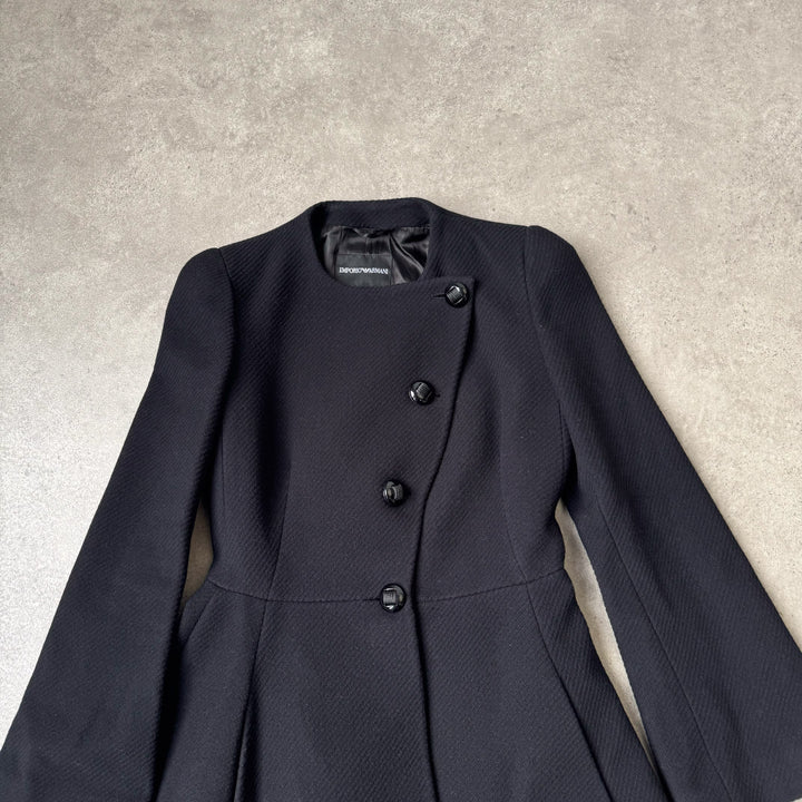Emporio Armani Collarless Overcoat Black Women's UK 8