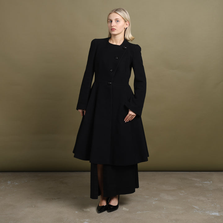 Emporio Armani Collarless Overcoat Black Women's UK 8