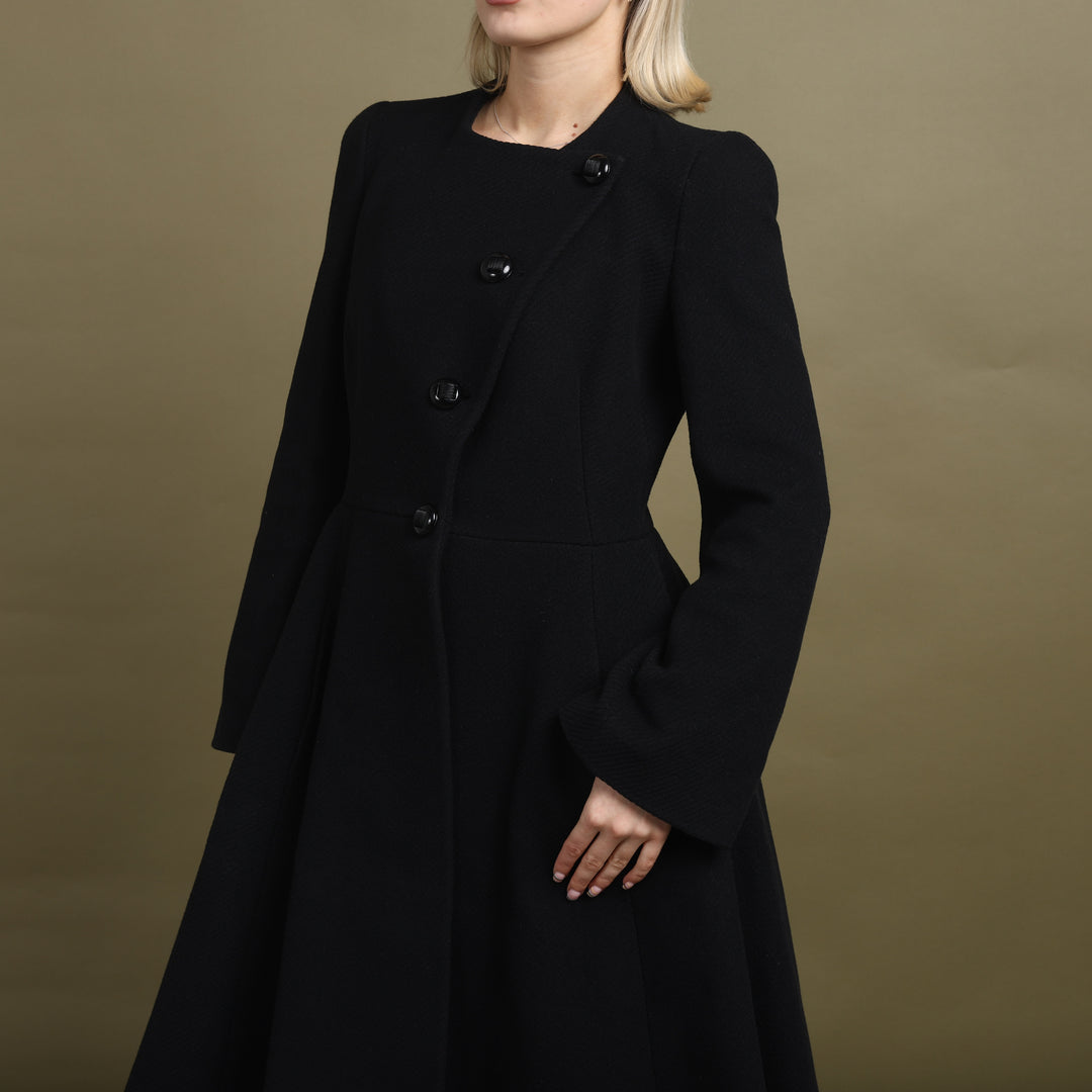 Emporio Armani Collarless Overcoat Black Women's UK 8