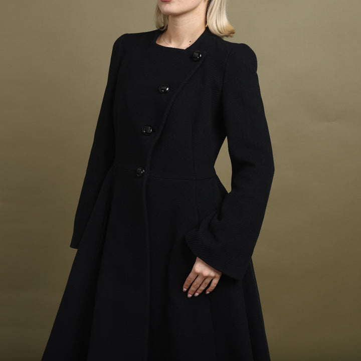 Emporio Armani Collarless Overcoat Black Women's UK 8