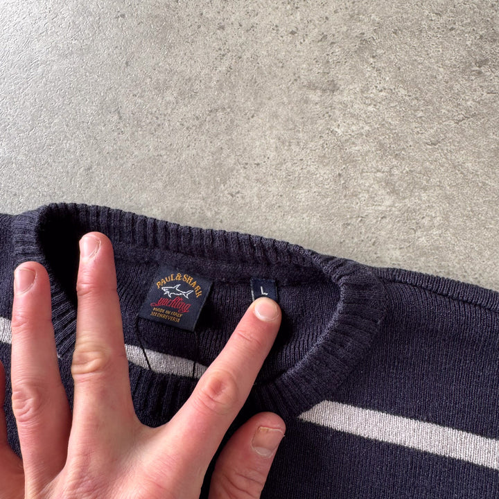 Paul & Shark Crew Neck Jumper Navy Blue & Grey Men's L
