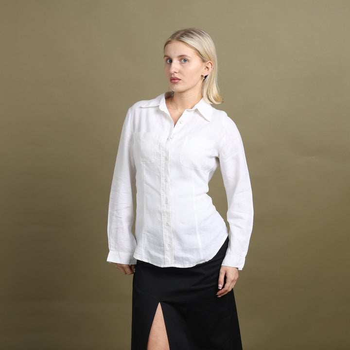 Armani Jeans Linen Shirt White Women's UK 10