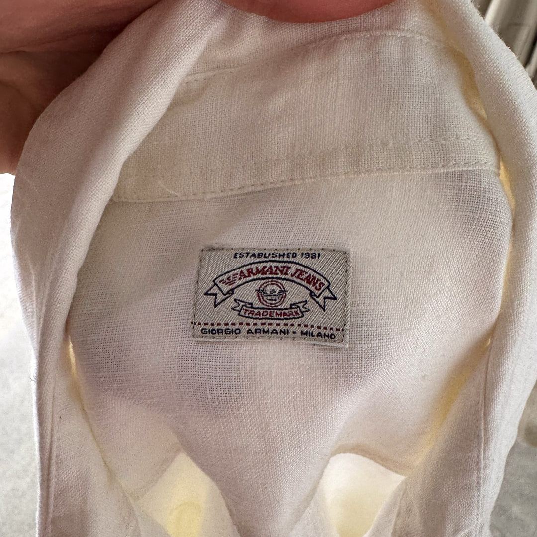 Armani Jeans Linen Shirt White Women's UK 10