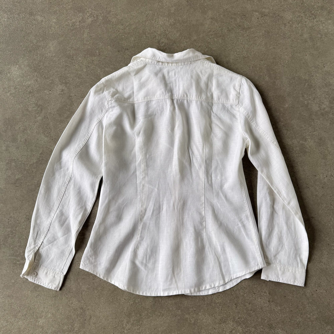 Armani Jeans Linen Shirt White Women's UK 10