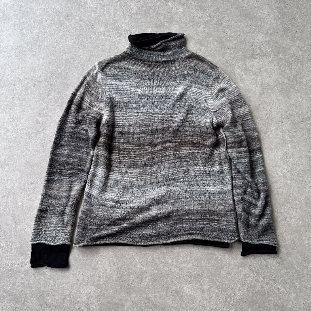Armani Collezioni Turtleneck Jumper Black & Grey Men's L