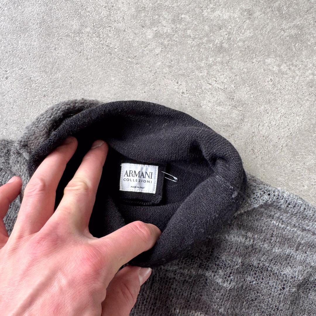 Armani Collezioni Turtleneck Jumper Black & Grey Men's L