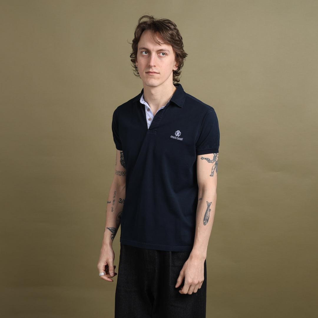 Roberto Cavalli Polo Shirt Navy Blue & Blue Men's M