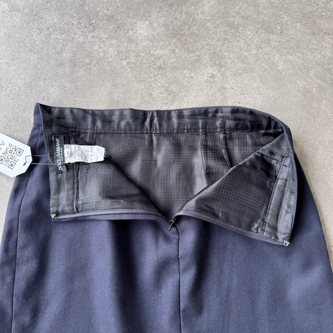 Dolce & Gabbana Midi Skirt Navy Blue Women's UK 12