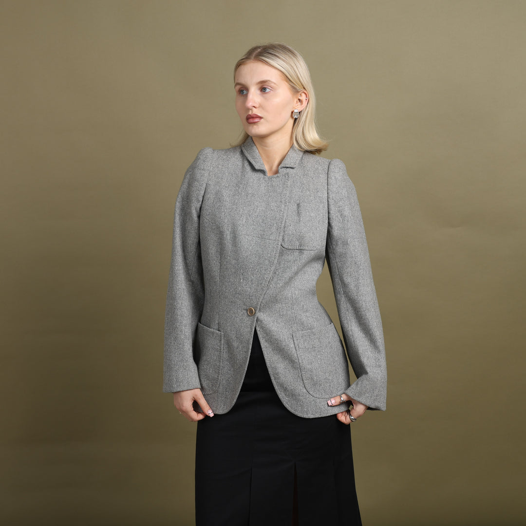 Alexander McQueen Asymmetric Blazer Grey Women's UK 8