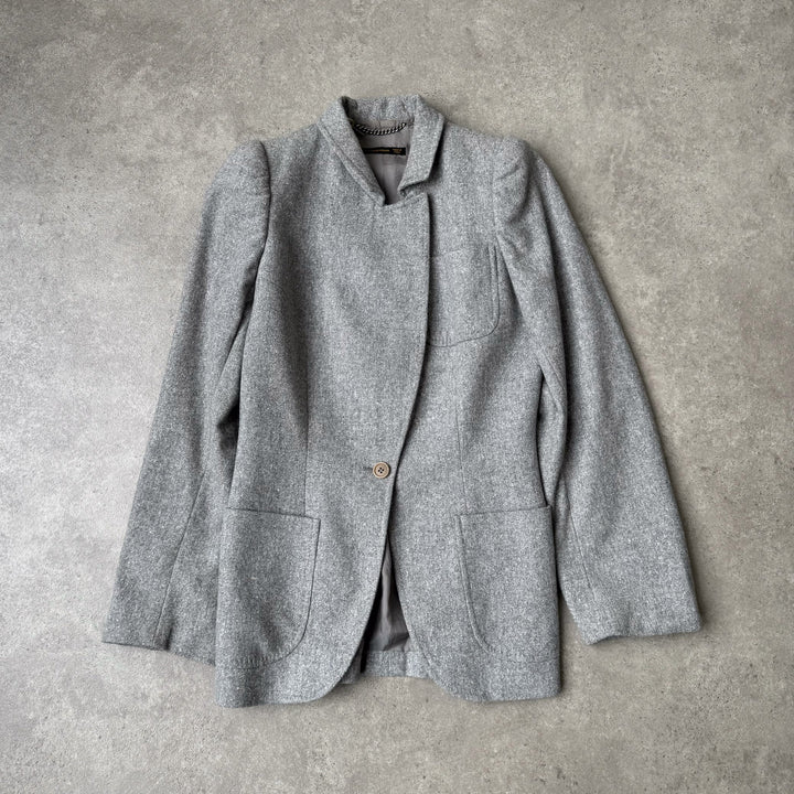 Alexander McQueen Asymmetric Blazer Grey Women's UK 8
