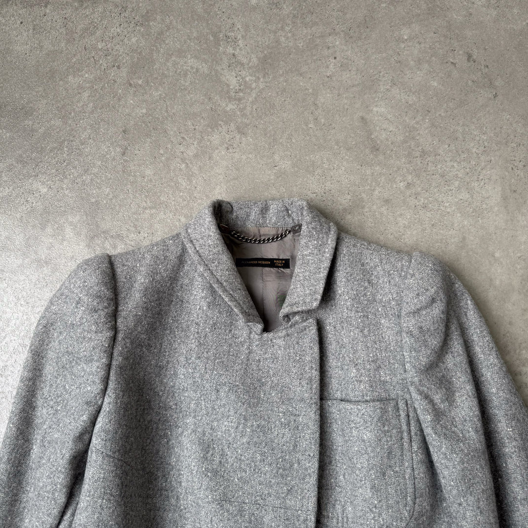 Alexander McQueen Asymmetric Blazer Grey Women's UK 8