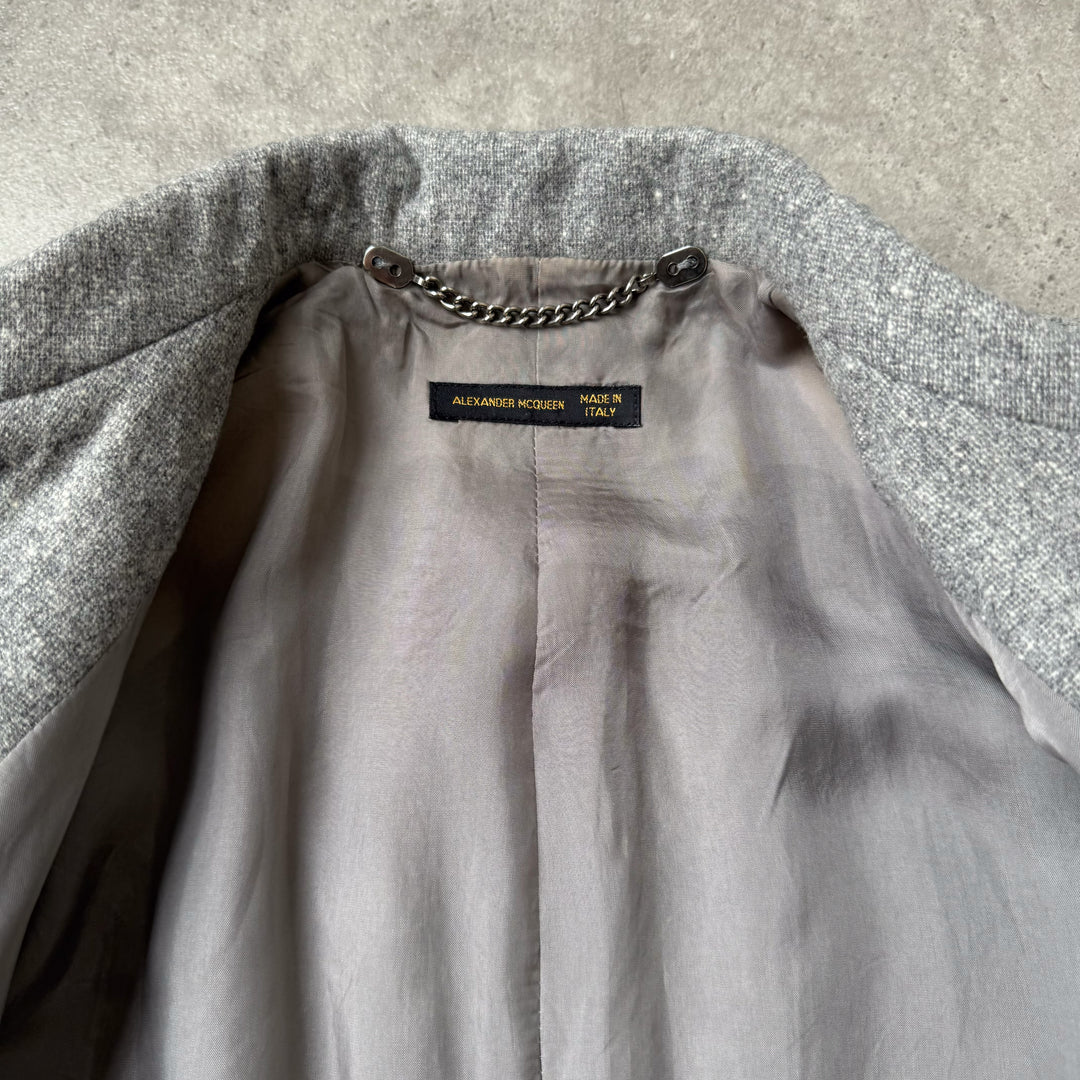Alexander McQueen Asymmetric Blazer Grey Women's UK 8