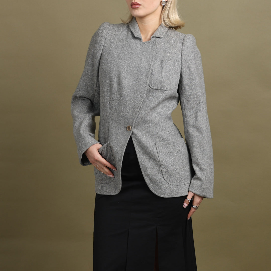 Alexander McQueen Asymmetric Blazer Grey Women's UK 8