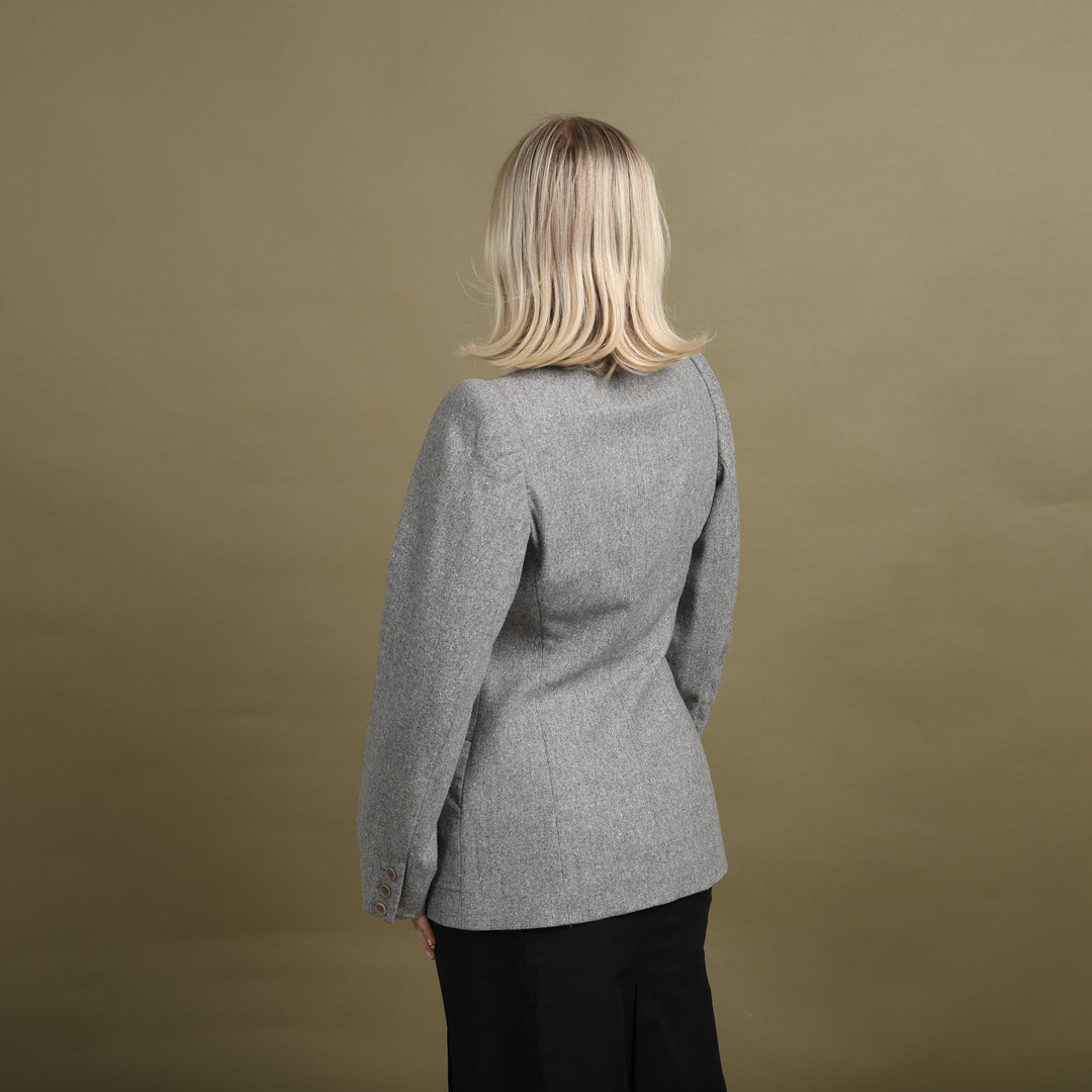 Alexander McQueen Asymmetric Blazer Grey Women's UK 8