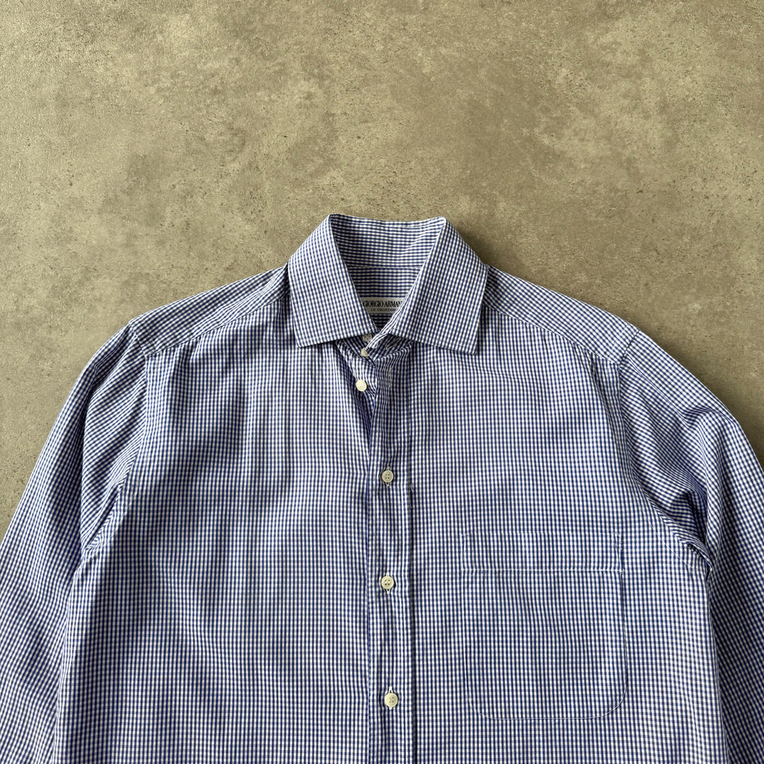 Giorgio Armani Dress Shirt Blue & White Men's M