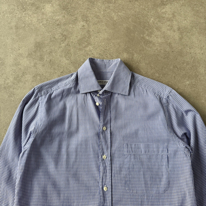 Giorgio Armani Dress Shirt Blue & White Men's M