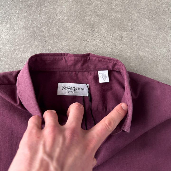 Yves Saint Laurent Dress Shirt Burgundy Men's L
