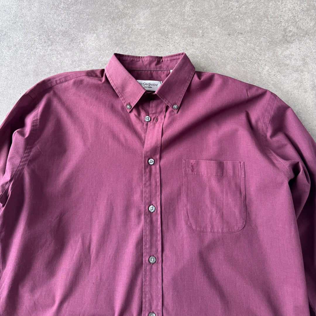 Yves Saint Laurent Dress Shirt Burgundy Men's L