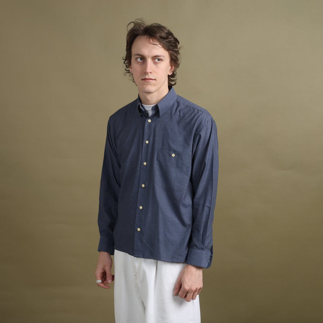 Yves Saint Laurent Dress Shirt Blue & Black Men's M