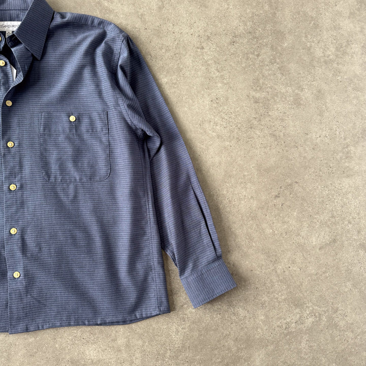 Yves Saint Laurent Dress Shirt Blue & Black Men's M