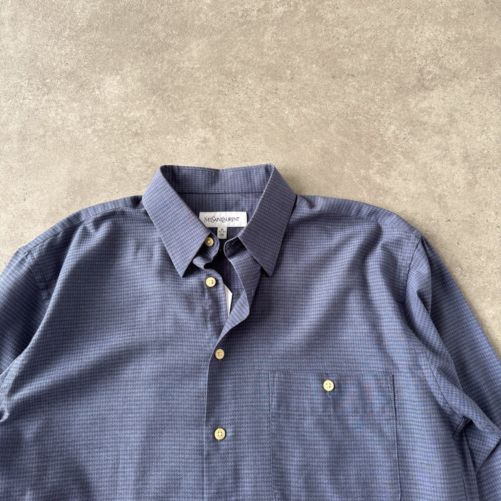 Yves Saint Laurent Dress Shirt Blue & Black Men's M