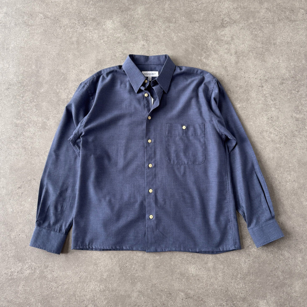 Yves Saint Laurent Dress Shirt Blue & Black Men's M