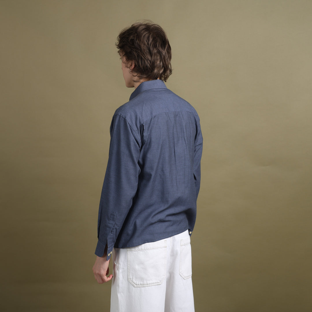 Yves Saint Laurent Dress Shirt Blue & Black Men's M