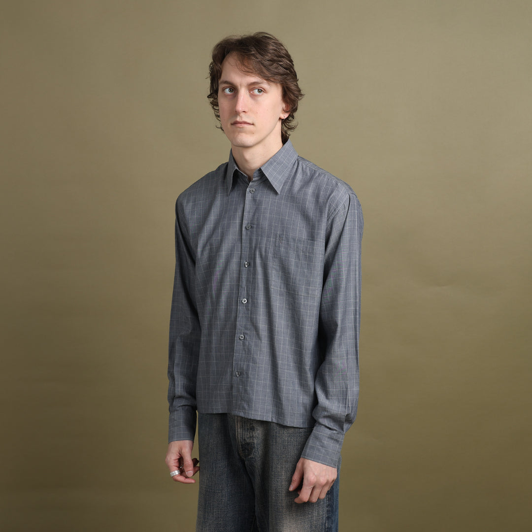 Yves Saint Laurent Dress Shirt Grey & White Men's M