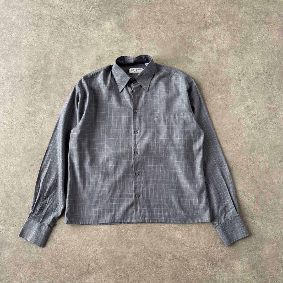 Yves Saint Laurent Dress Shirt Grey & White Men's M