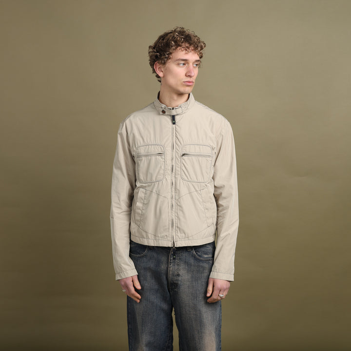Armani Jeans Biker Jacket Beige Men's L/M