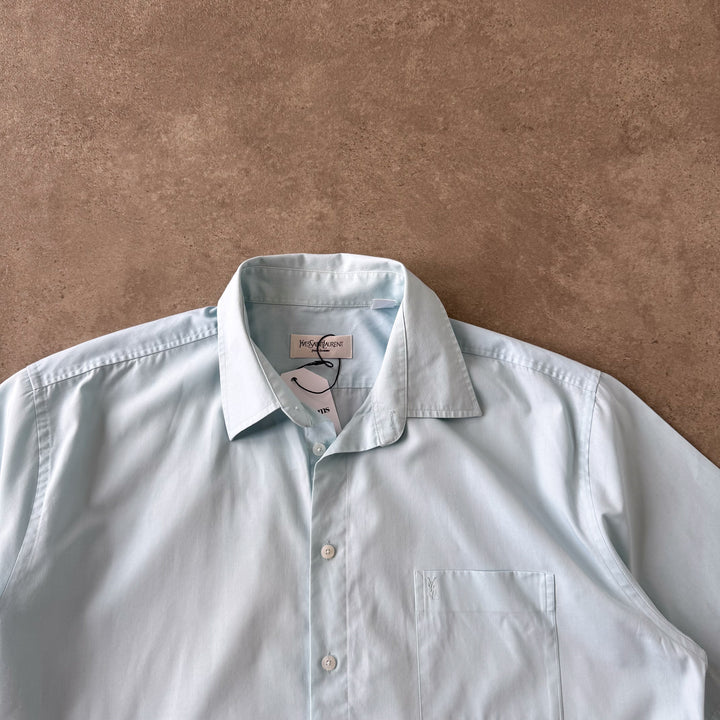 Yves Saint Laurent Short Sleeve Shirt Aqua Blue Men's XL