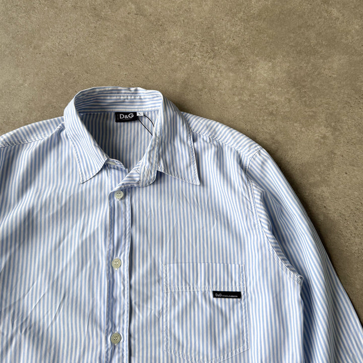 Dolce & Gabbana Dress Shirt Light Blue & White Men's L