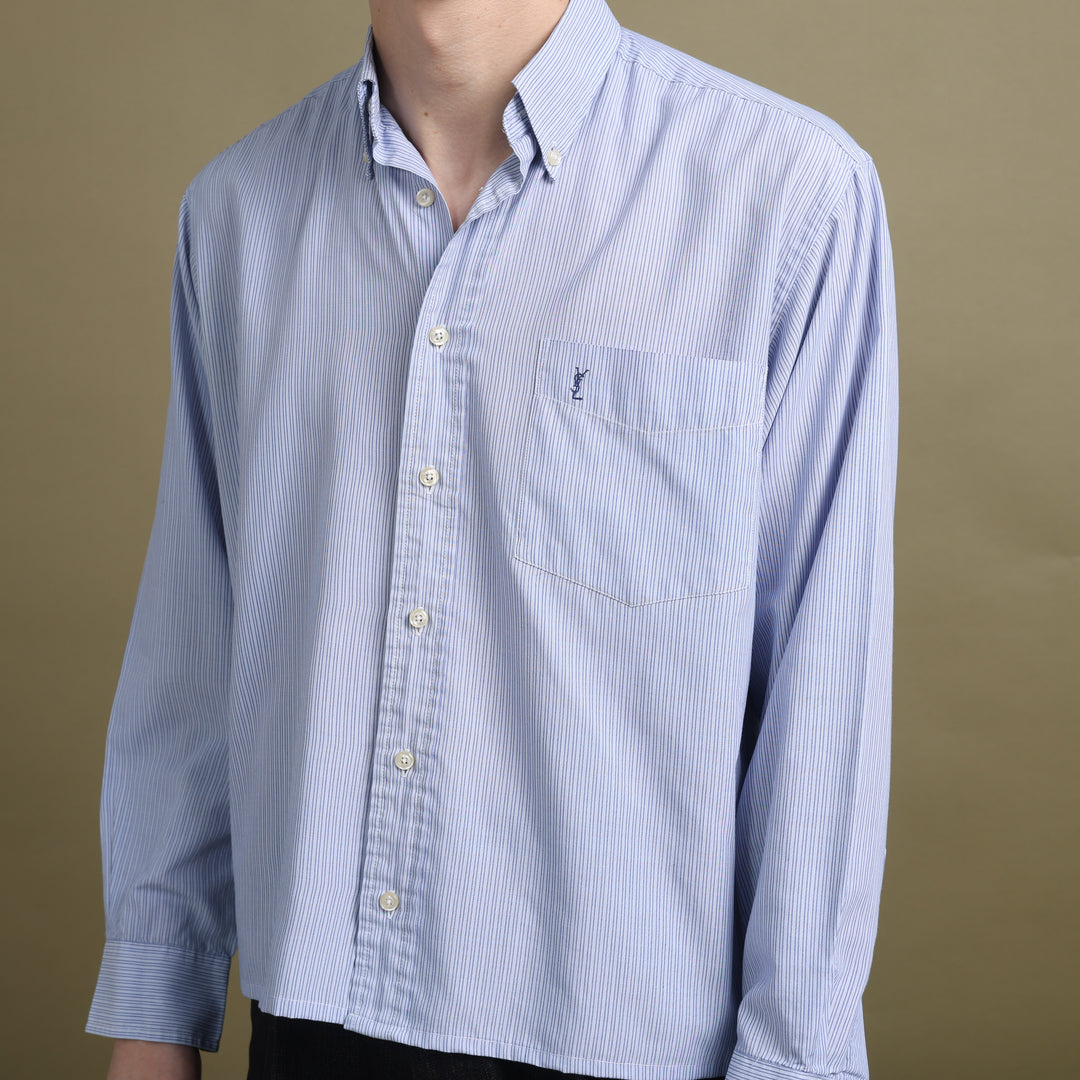 Yves Saint Laurent Shirt Light Blue & White Men's M