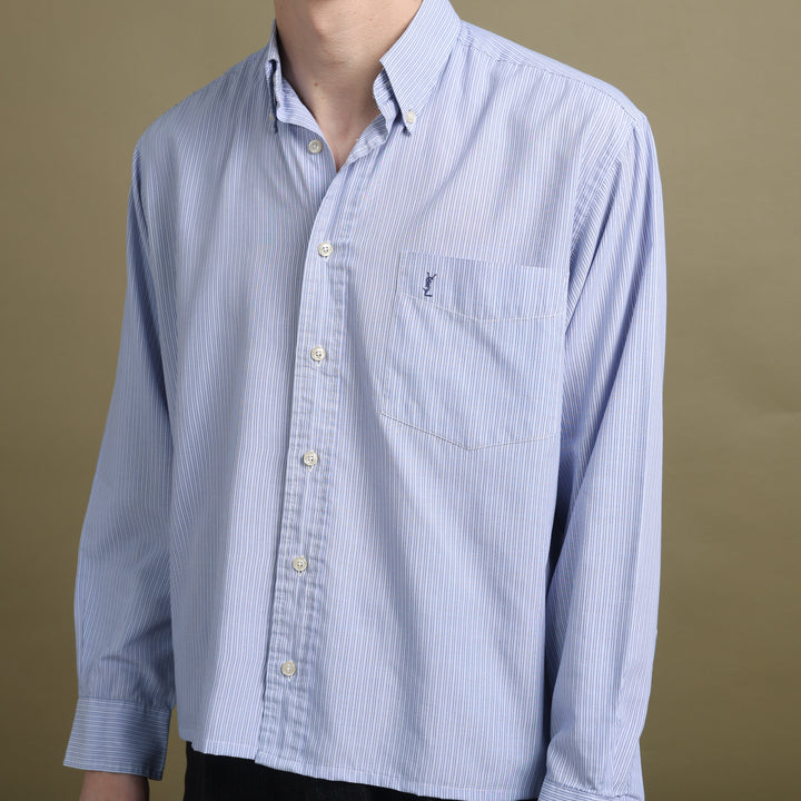 Yves Saint Laurent Shirt Light Blue & White Men's M