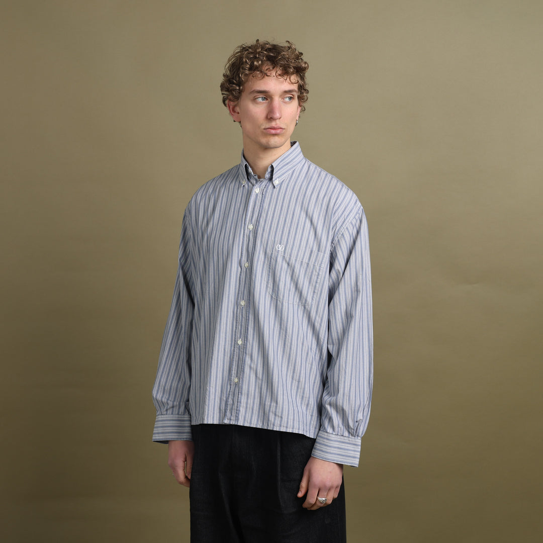 Valentino Dress Shirt Grey & Blue Men's L