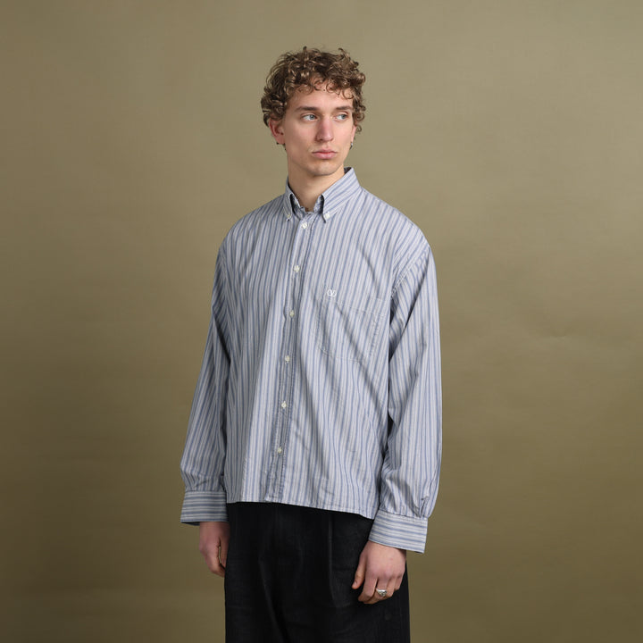 Valentino Dress Shirt Grey & Blue Men's L