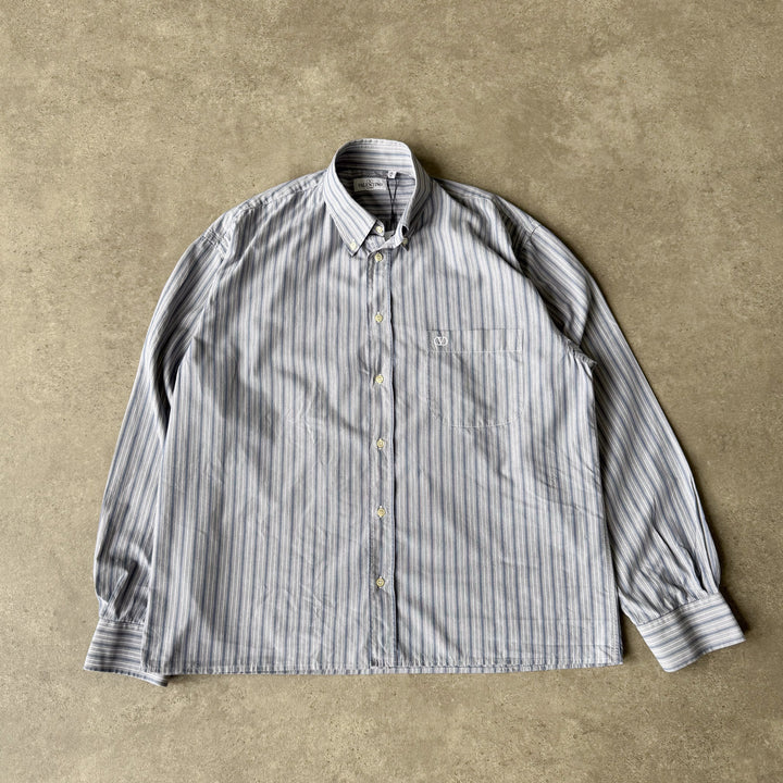 Valentino Dress Shirt Grey & Blue Men's L
