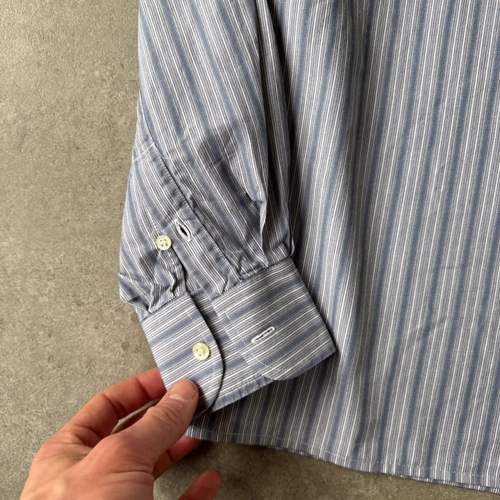 Valentino Dress Shirt Grey & Blue Men's L