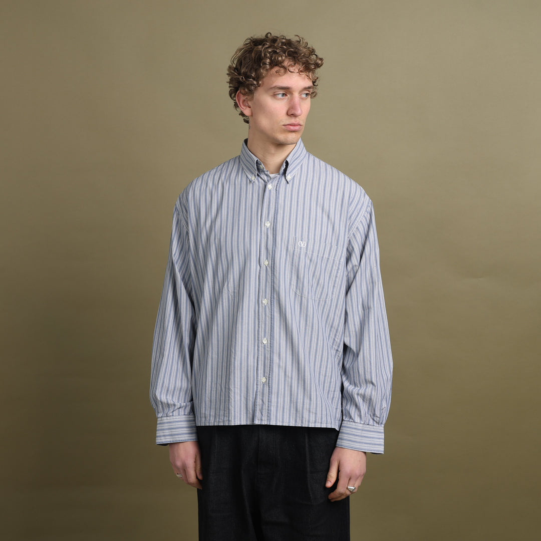 Valentino Dress Shirt Grey & Blue Men's L