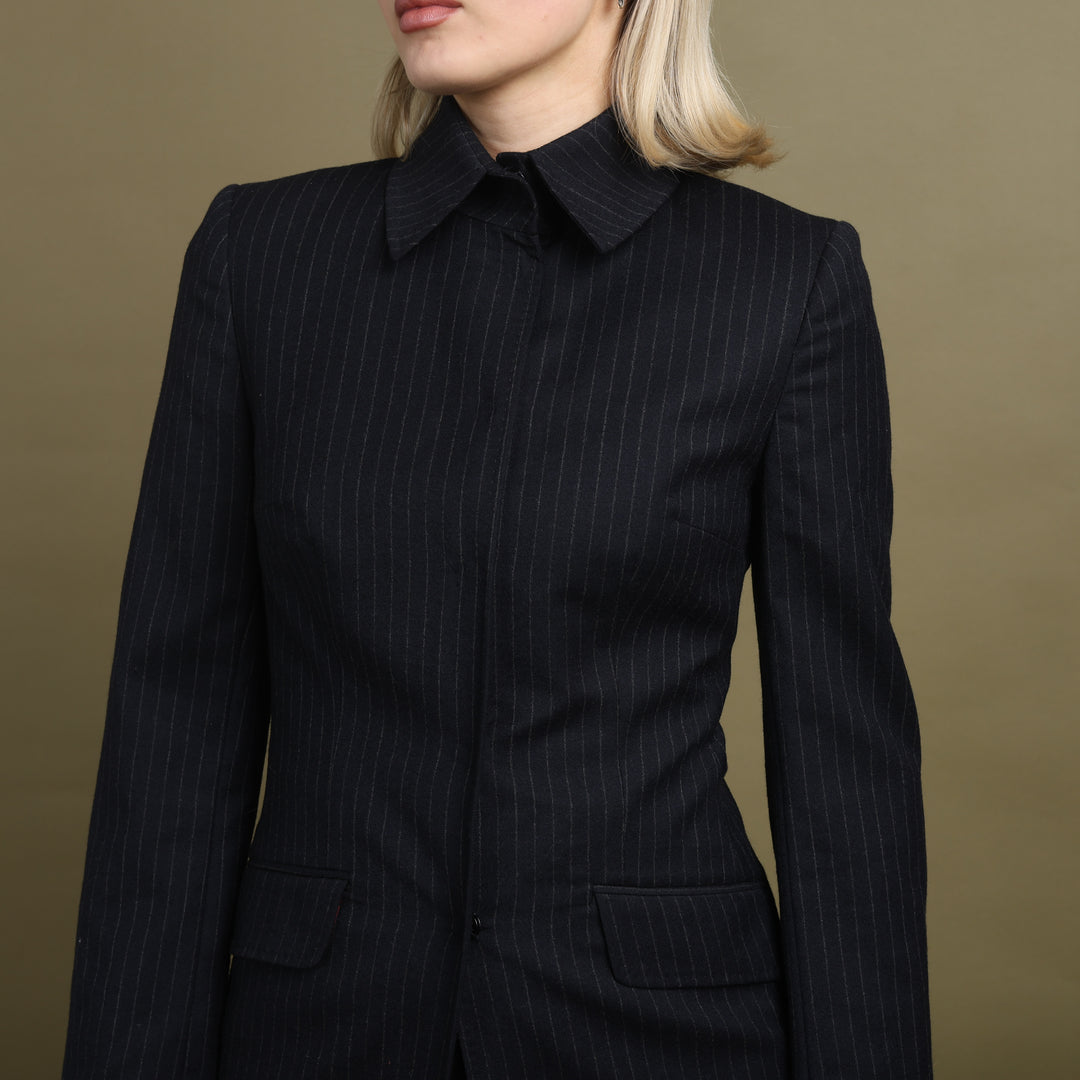 Dolce & Gabbana Overcoat Navy Blue & White Women's UK 8