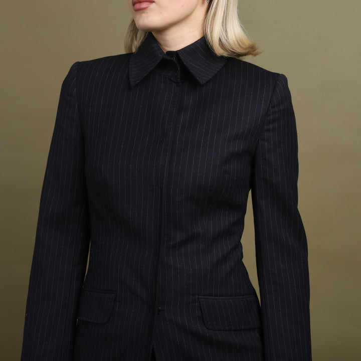 Dolce & Gabbana Overcoat Navy Blue & White Women's UK 8