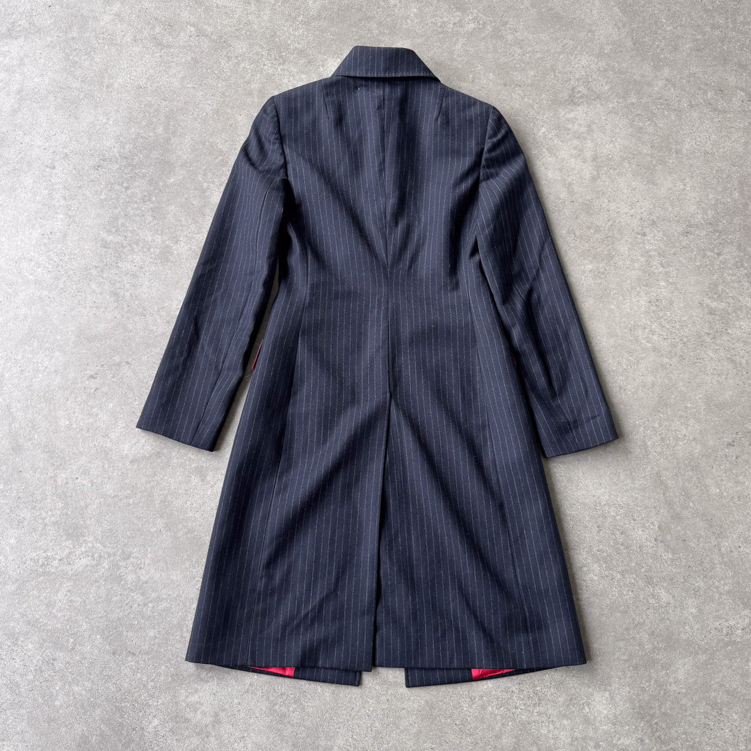 Dolce & Gabbana Overcoat Navy Blue & White Women's UK 8