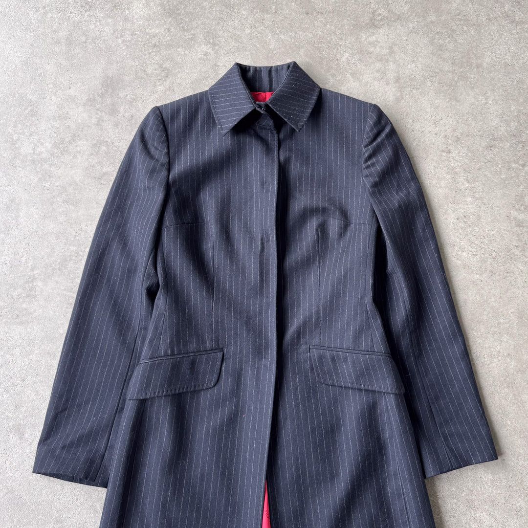 Dolce & Gabbana Overcoat Navy Blue & White Women's UK 8