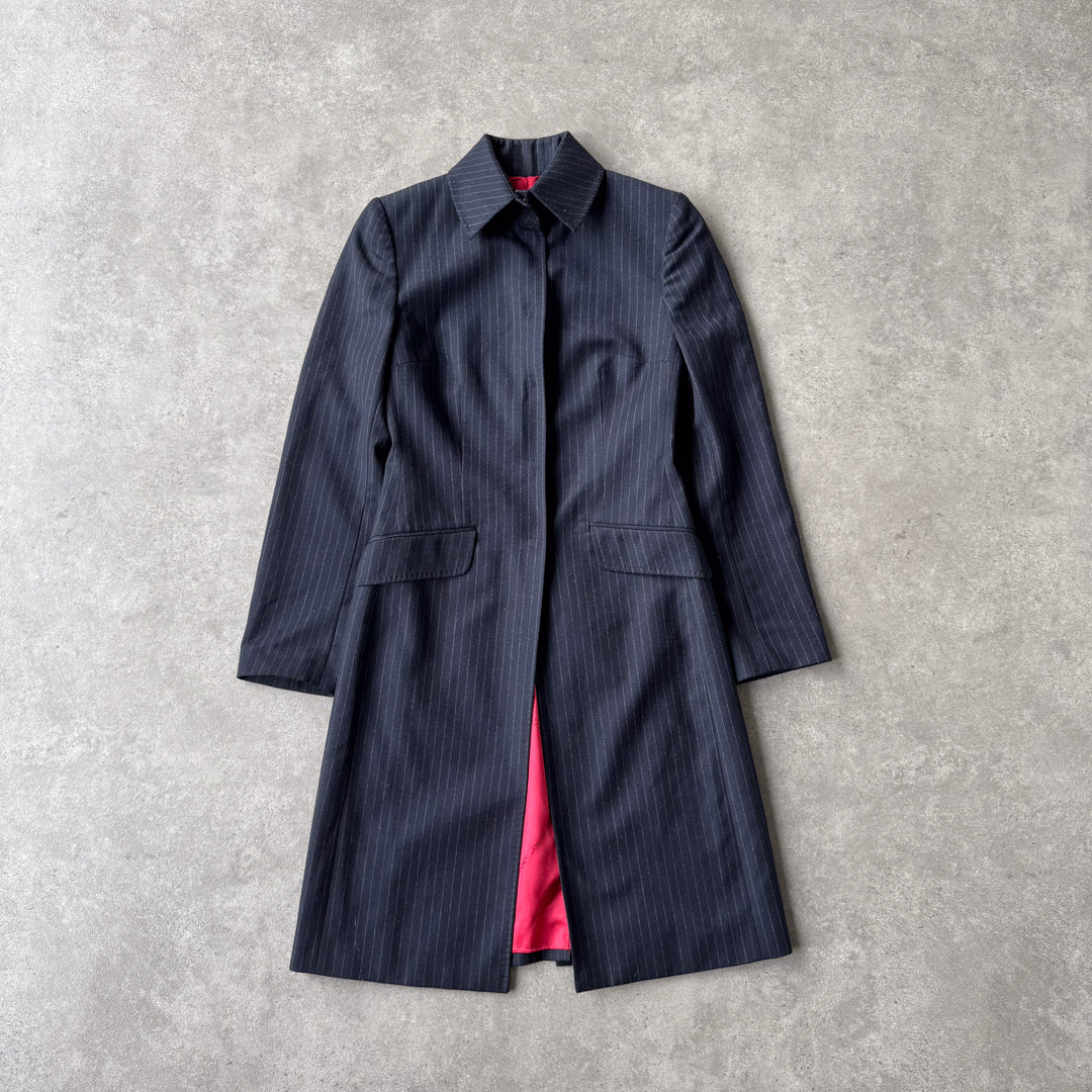 Dolce & Gabbana Overcoat Navy Blue & White Women's UK 8