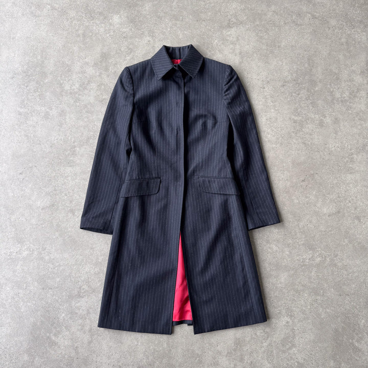 Dolce & Gabbana Overcoat Navy Blue & White Women's UK 8